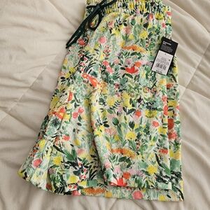 Floral Print Skirt with Drawstring
